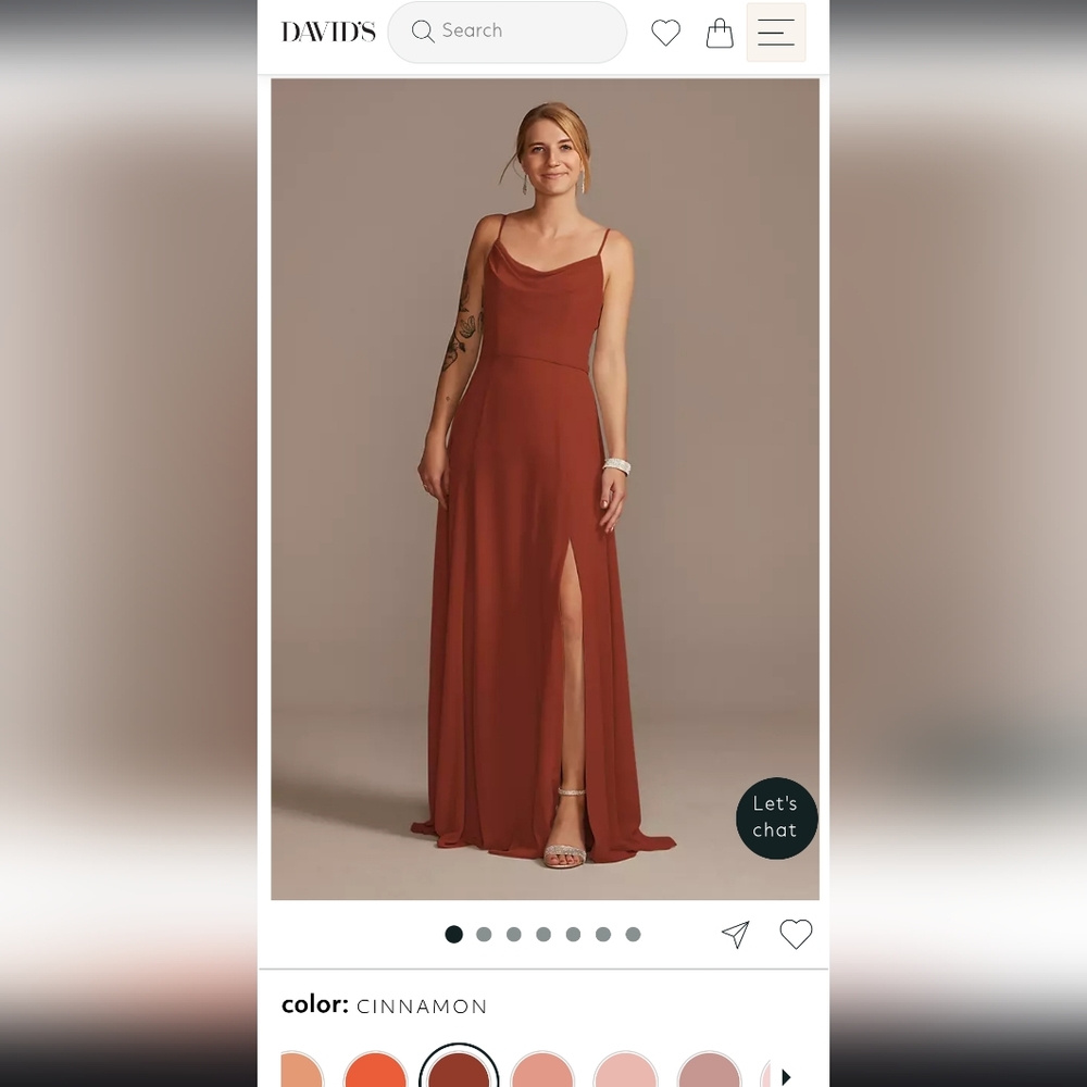 David's Bridal Burnt Orange Halter Slit Maxi Gown